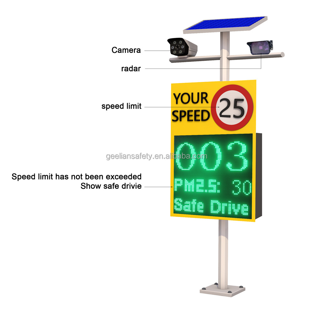 Solar powered license plate recognition Led radar controlled aluminum traffic speed signs rader speed led sign board with radar