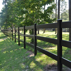 Vinyl Horse Fence Rail Post Plastic PVC Lattice Factory Supply 1.5 X 3.5 Top 3 Rails Black Pvc Coated Cheap Farm Fence Modern