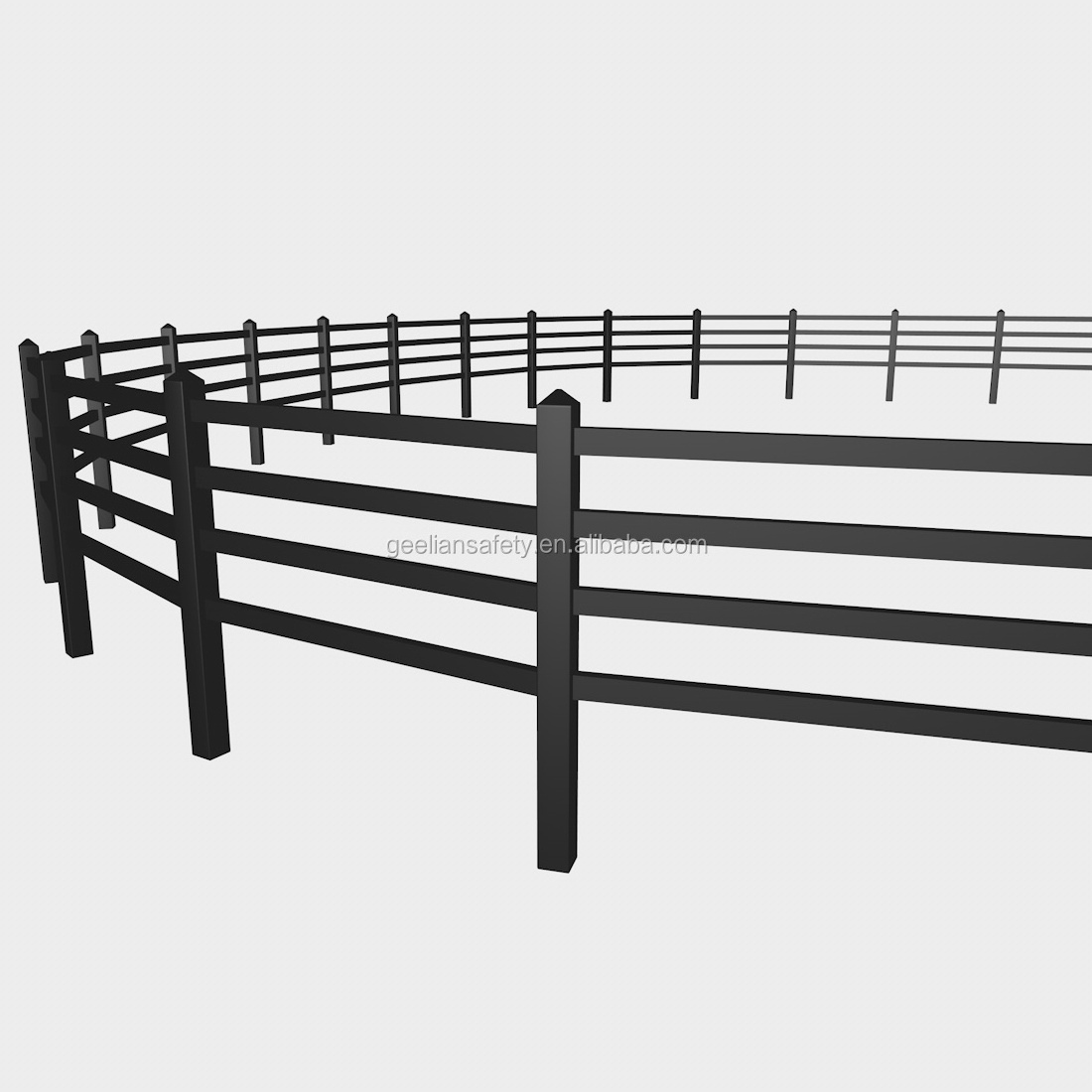 Vinyl Horse Fence Rail Post Plastic PVC Lattice Factory Supply 1.5 X 3.5 Top 3 Rails Black Pvc Coated Cheap Farm Fence Modern