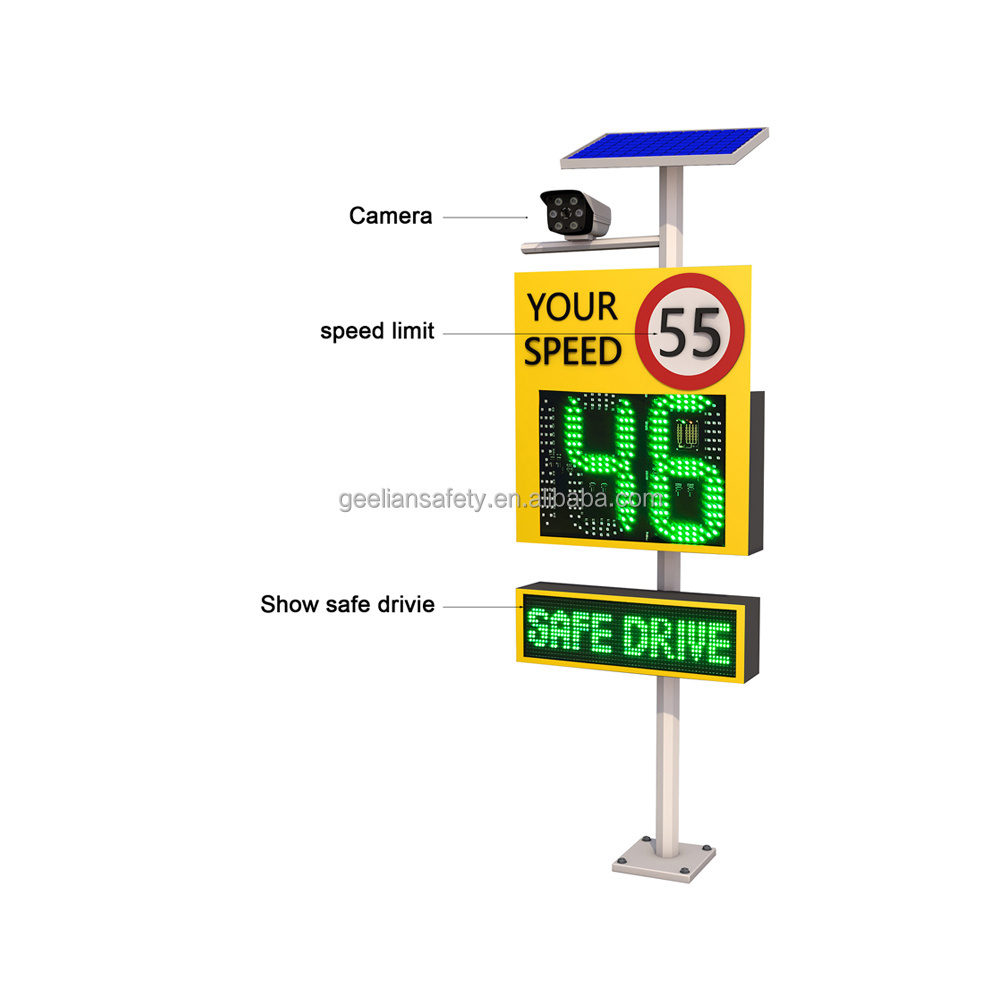 Solar powered license plate recognition Led radar controlled aluminum traffic speed signs rader speed led sign board with radar