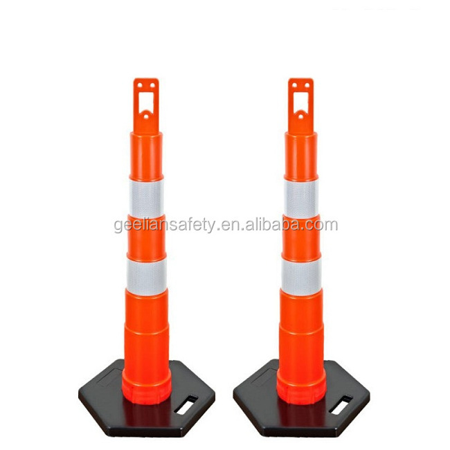 Flexible Plastic traffic road divider with base delineator posts