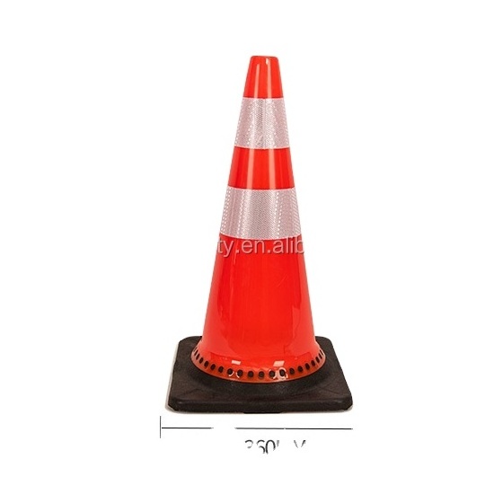 No MOQ free sample 28 inch road reflective plastic safety flexible black rubber base orange pvc traffic cone