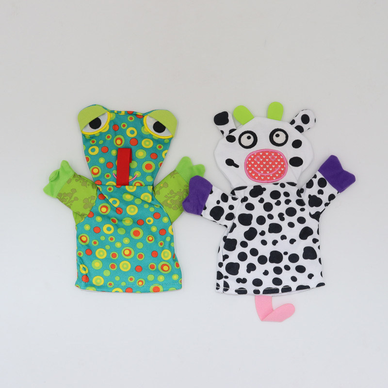 Custom Early Educational Baby Toy Cartoon Frog Kids Cloth Hand Puppet