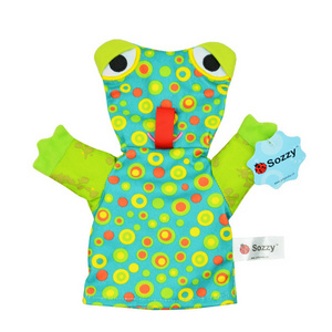 Custom Early Educational Baby Toy Cartoon Frog Kids Cloth Hand Puppet