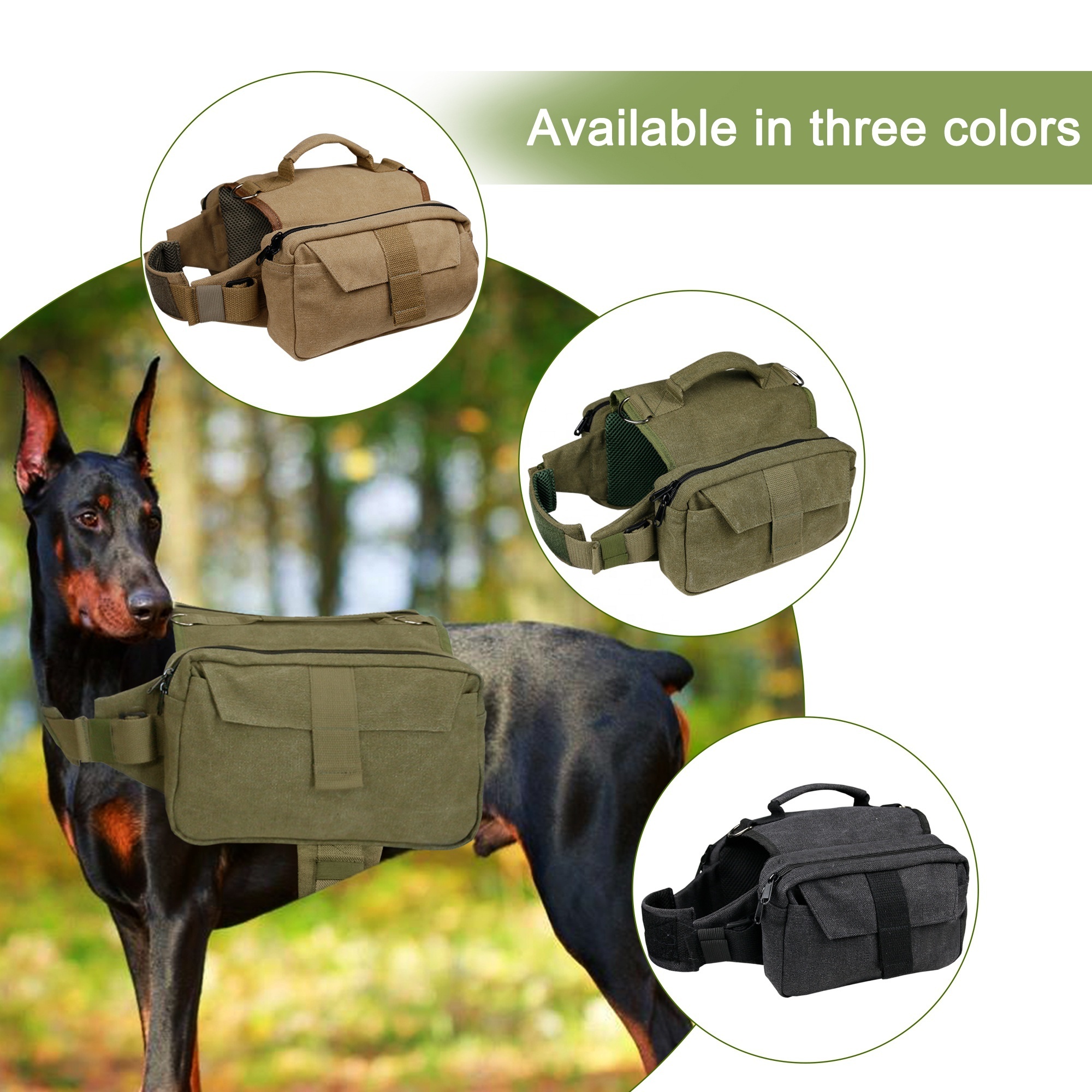 GeerDuo Multi-functional Travel Camping Hiking Rucksack Harness Backpack Hound Dog Saddle Bag for Medium Large Dog