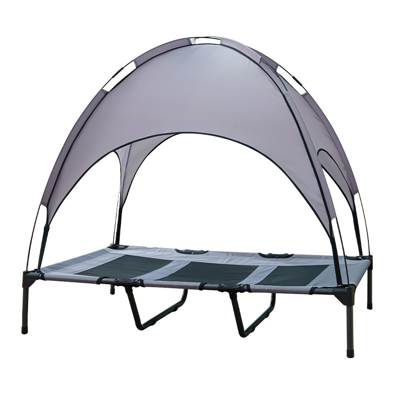 Breathable Cooling Portable Raised Durable Elevated Pet Cot Bed with Removable Canopy for Camping and Beach