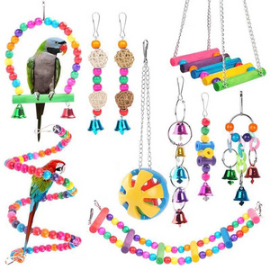 10 Pack Pet Bird Swing Hanging Chewing Climbing Parrot Perch Ladder Cage Toy Set