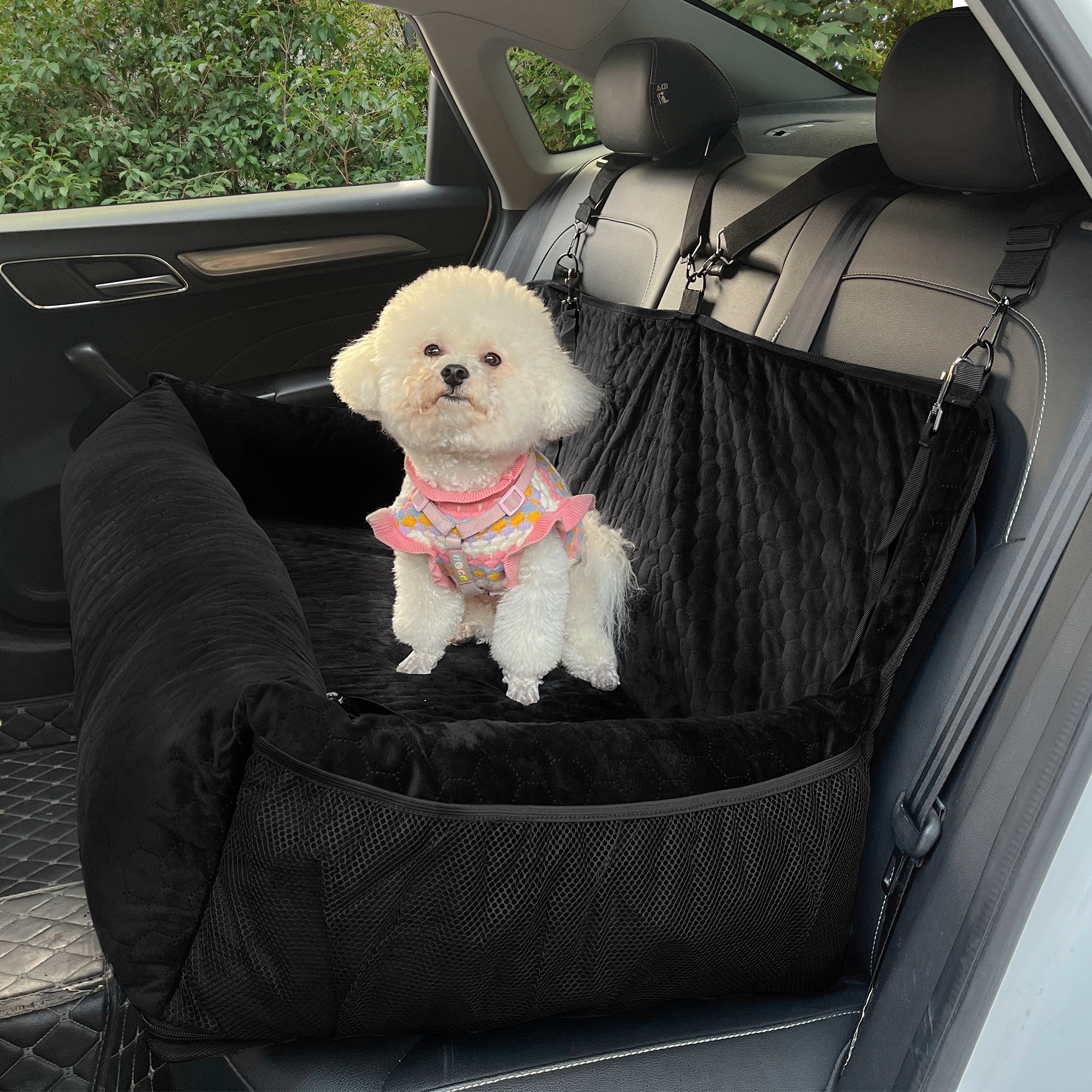 Luxury Winter Warm Extra Large Velvet Detachable And Washable Pet Car Carrier Hammock Dog Car Back Seat Travel Bed