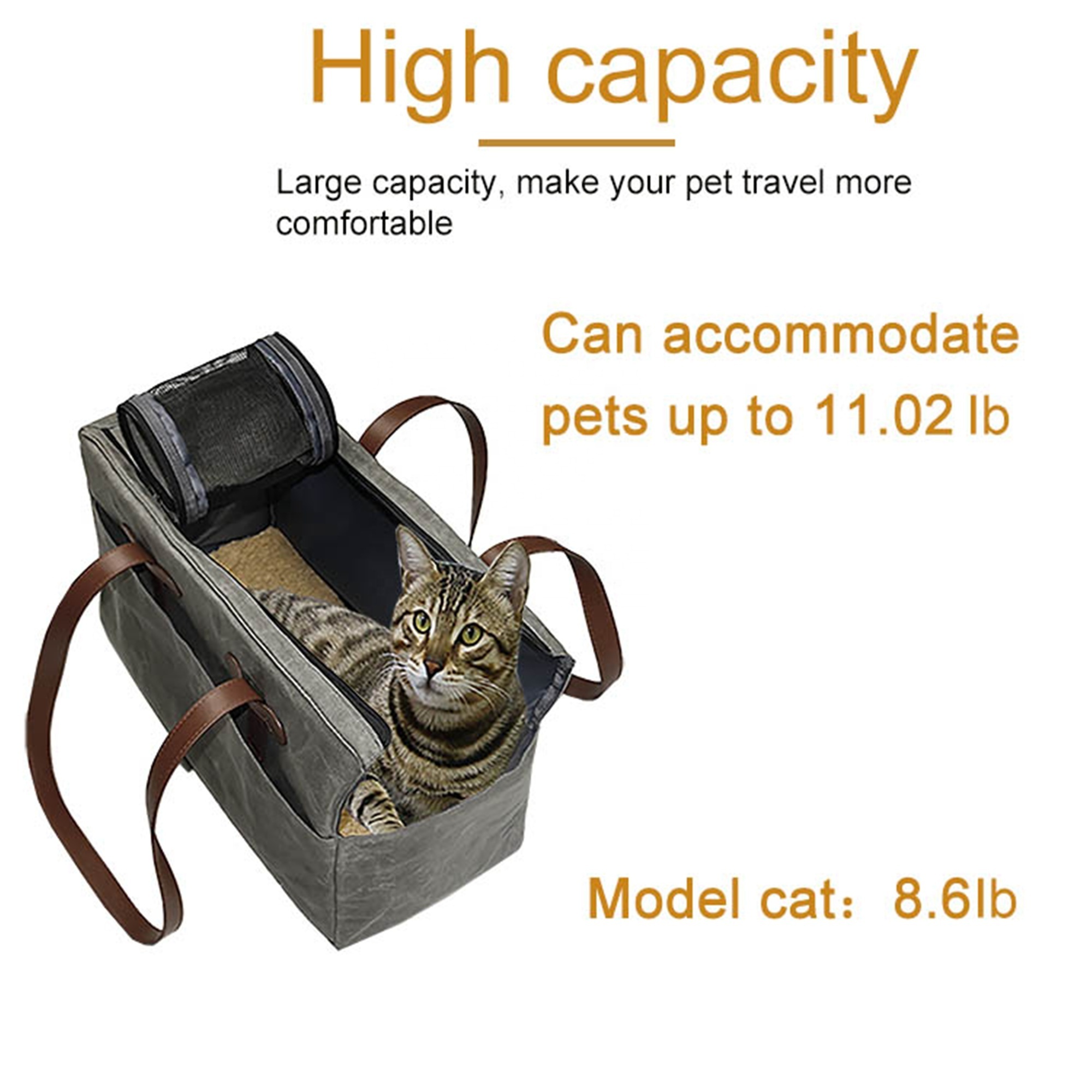 GeerDuo Portable Soft-Sided Wax Canvas Portable Outdoor Safety Dog Cat Pet Carrier Tote Purse Bag With Adjustable Tether And Pad