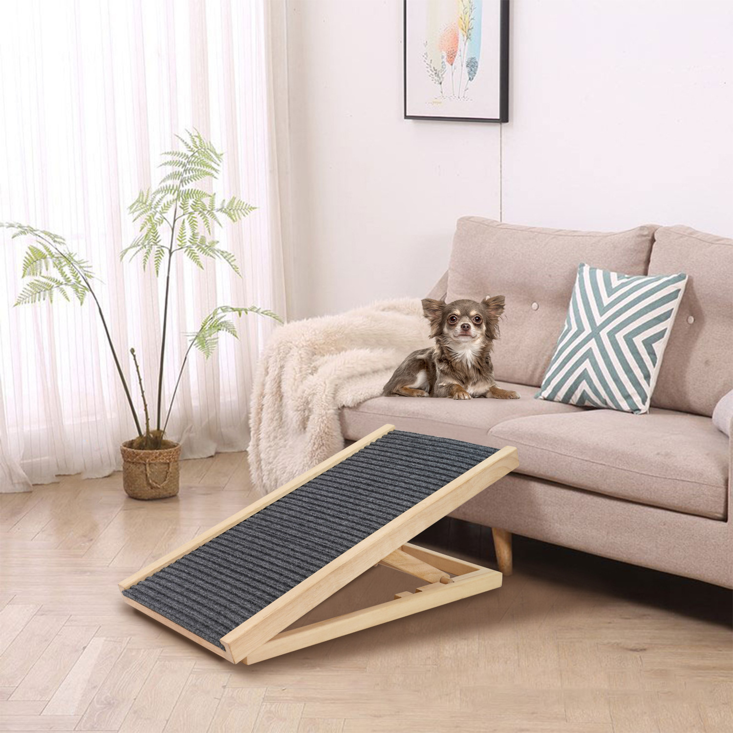 New Pet Products Wooden Adjustable Pet Folding Dog Ramp Stairs for Home and Car