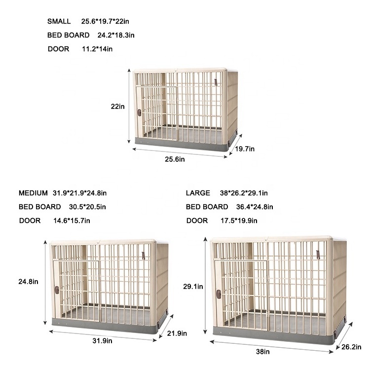 Luxury Multiple Sizes Durable Foldable Dismountable Eco-friendly PP Plastic Kennel Dog Crate With Tray and Sleeping Mat