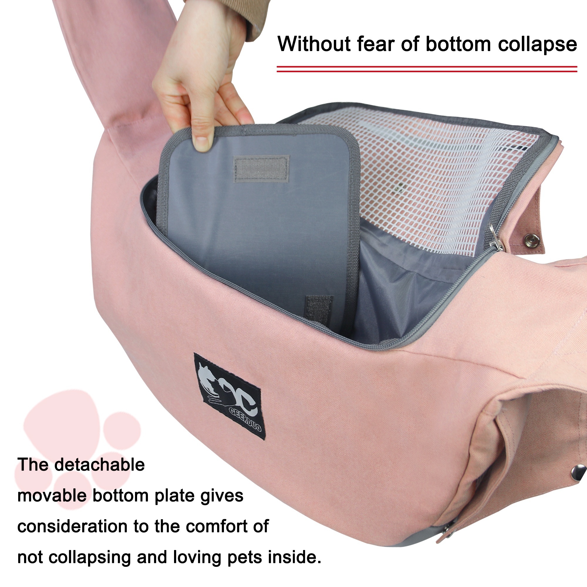 Anti - Slip Drawstring Adjustable Crossbody Shoulder Hands Free Small Dog Cat Pet Carrier Papoose Bag For Outdoor Travel