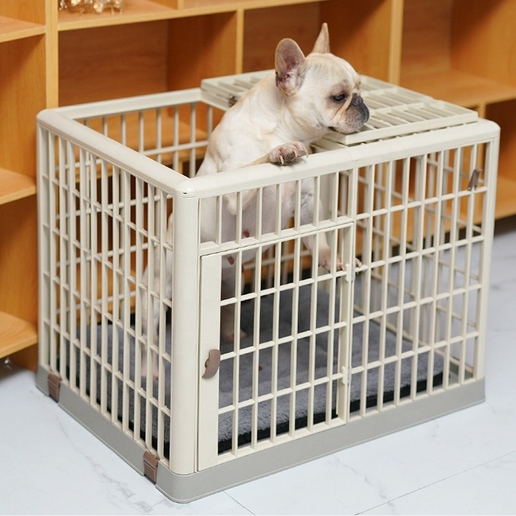 Luxury Multiple Sizes Durable Foldable Dismountable Eco-friendly PP Plastic Kennel Dog Crate With Tray and Sleeping Mat