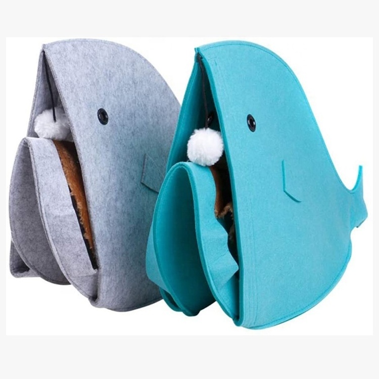 GeerDuo Fashion and Customized Cute Foldable Felt Materials Shark Whale Pet House Cat Cave Bed