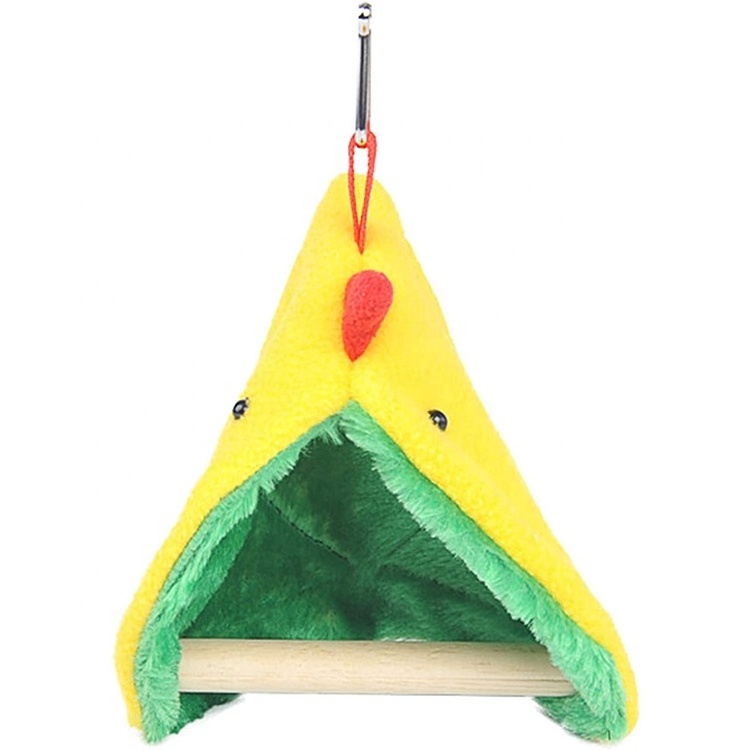 Winter Plush Small Birds Budgie Lovebirds Canaries Finches Conures Snuggle Sleeping Habitat Parrot Tent with Standing Stick