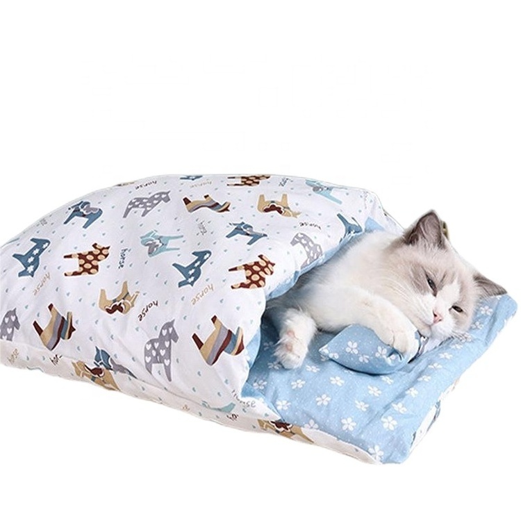 Geerduo Cat Dog Sleeping Bag Pet Tent Bed Puppy Blankets Cat Sleeping Bag with Pillow