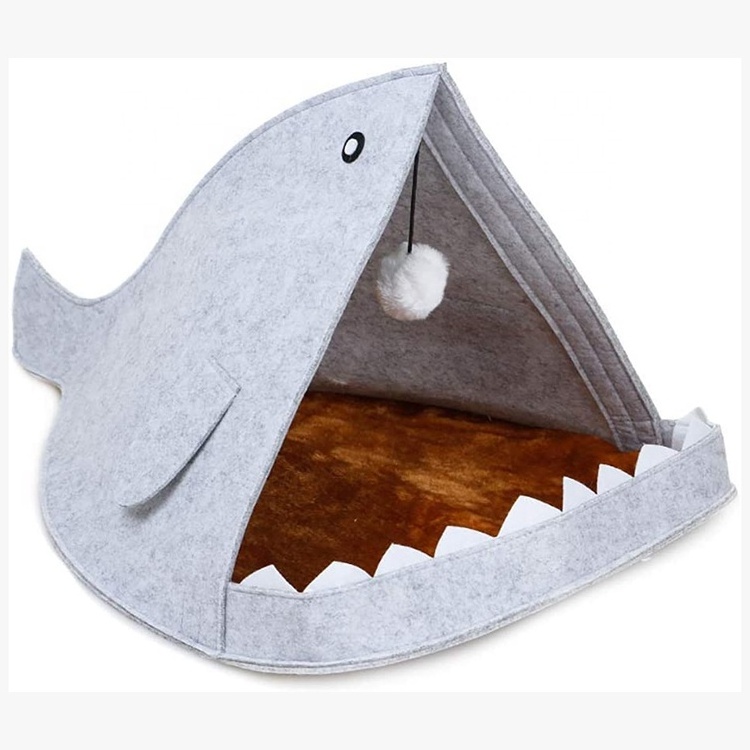 GeerDuo Fashion and Customized Cute Foldable Felt Materials Shark Whale Pet House Cat Cave Bed