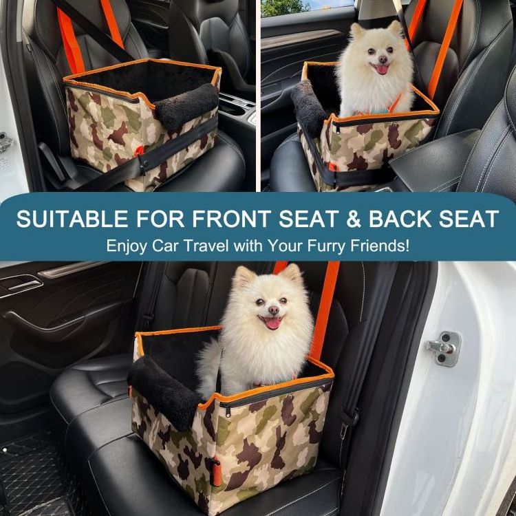 GeerDuo Adjustable Portable Small Dog Car Seat Puppy Booster Seat for Car with Clip-On Leash