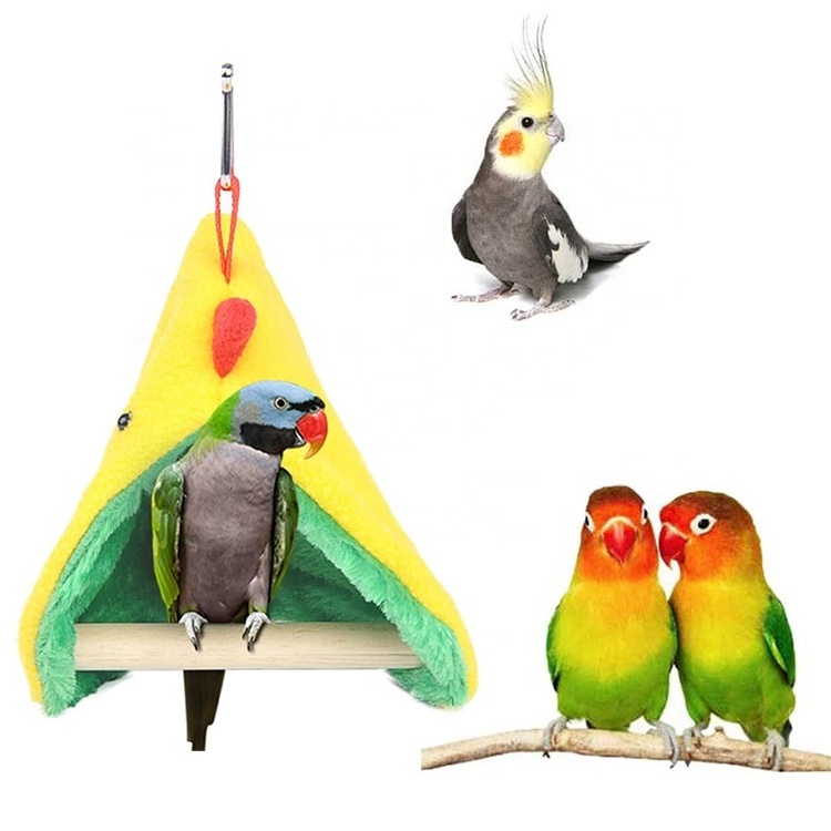 Winter Plush Small Birds Budgie Lovebirds Canaries Finches Conures Snuggle Sleeping Habitat Parrot Tent with Standing Stick