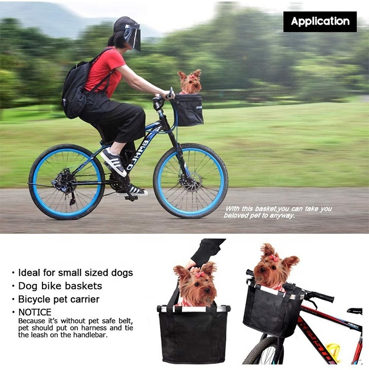 GeerDuo Removable Easy Install Quick Release Detachable Bicycle Front Handlebar Basket Small Pet Dog Cat Carrier Bag on Bike