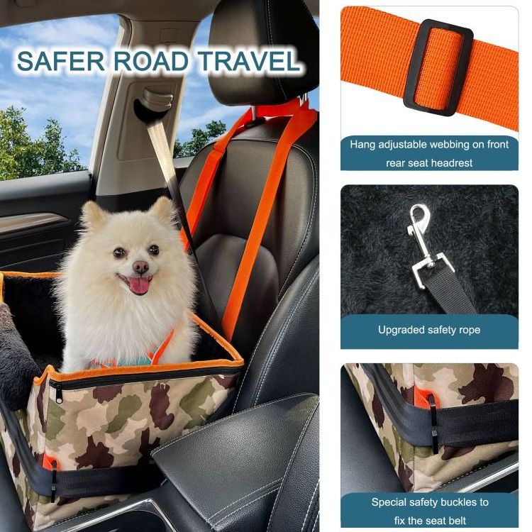 GeerDuo Adjustable Portable Small Dog Car Seat Puppy Booster Seat for Car with Clip-On Leash