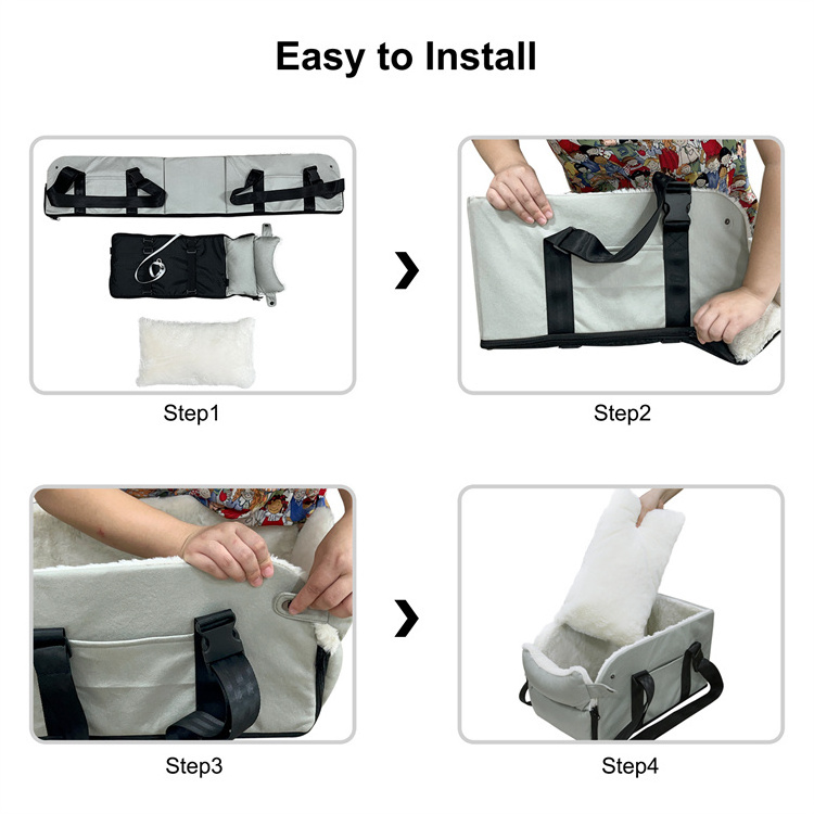 Upgrade Luxury Portable Pet Dog Car Center Console Middle Armrest Booster Seat for Small Cat and Puppy Travel