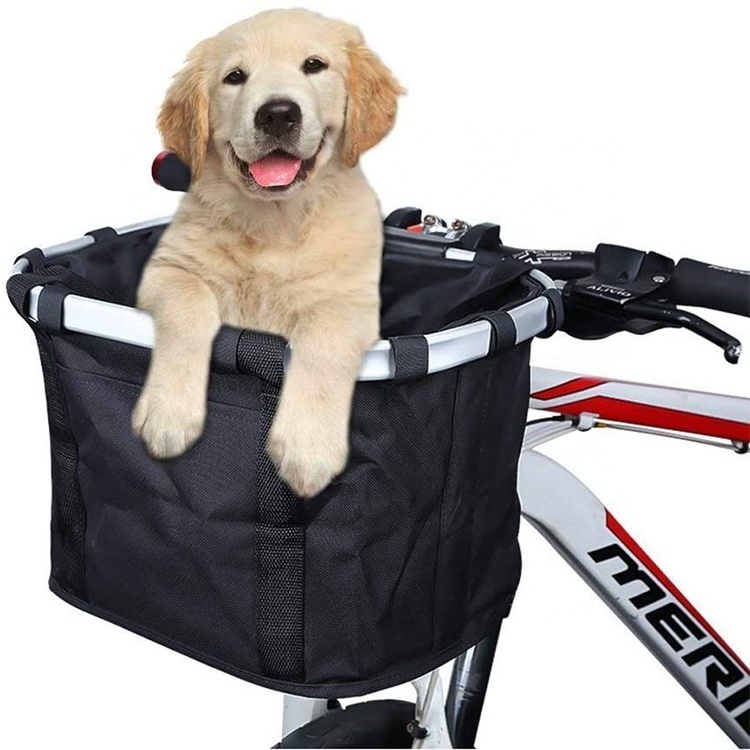 GeerDuo Removable Easy Install Quick Release Detachable Bicycle Front Handlebar Basket Small Pet Dog Cat Carrier Bag on Bike