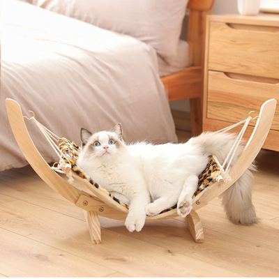 Hot Selling Pet Supplies Solid Wood Hammock Design Wear-resistant Breathable Cat Swing Bed