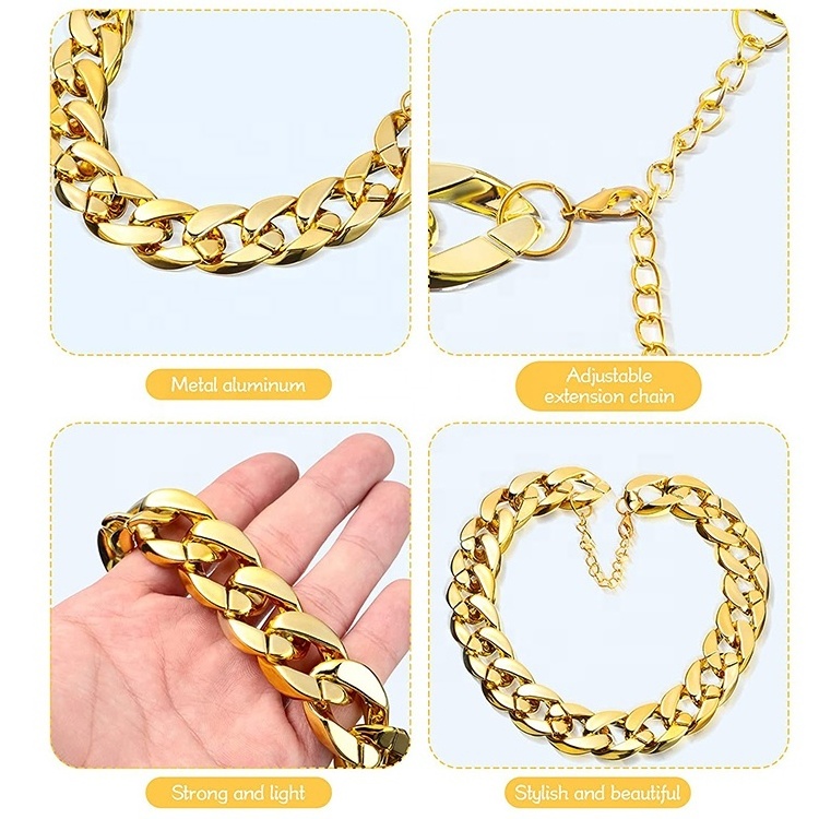 Adjustable Fashionable Luxury and Cool Cuban Metal Golden Silver Plated Pet Necklaces Dog Chain Collar For Cats Dogs Cosplay