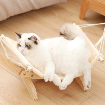 Hot Selling Pet Supplies Solid Wood Hammock Design Wear-resistant Breathable Cat Swing Bed