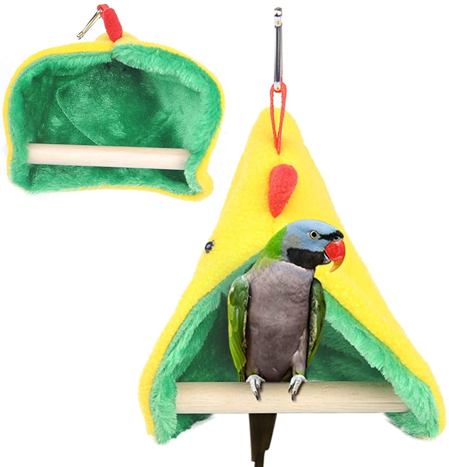 Winter Plush Small Birds Budgie Lovebirds Canaries Finches Conures Snuggle Sleeping Habitat Parrot Tent with Standing Stick