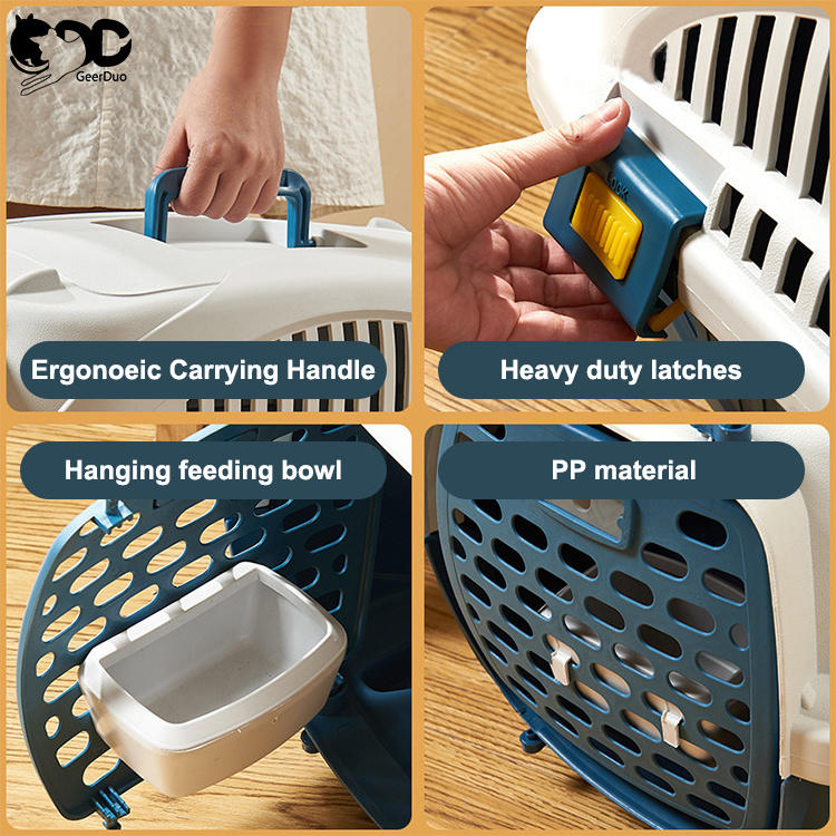 Geerduo Sturdy Durable Large Space and Easy to Clean Portable Plastic Kennels for Dogs Cats Small and Middle Pet