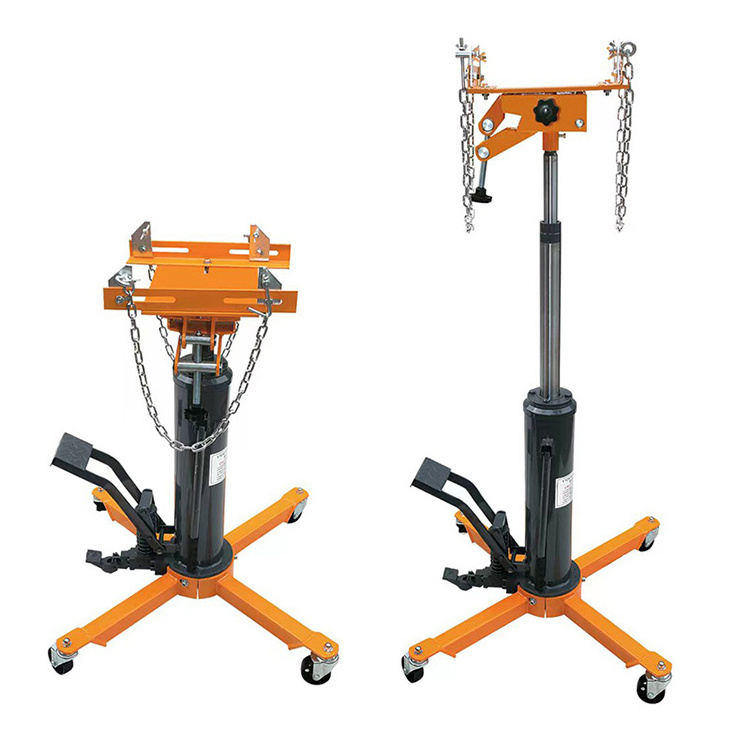 High Lift 0.5t Hydraulic Garage Tools Hydraulic Transmission Jack With Foot Pedal 360 Wheel