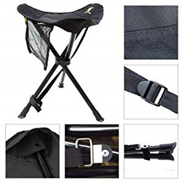 Geertop Outdoor folding tripod camp stool camping fishing chair with backrest