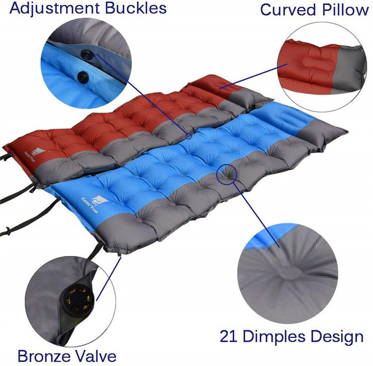 Ultralight double self inflatable camping floor air sleeping mat camping mattress with Built-in Inflator Pump