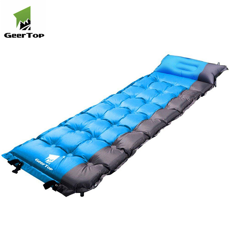 Ultralight double self inflatable camping floor air sleeping mat camping mattress with Built-in Inflator Pump