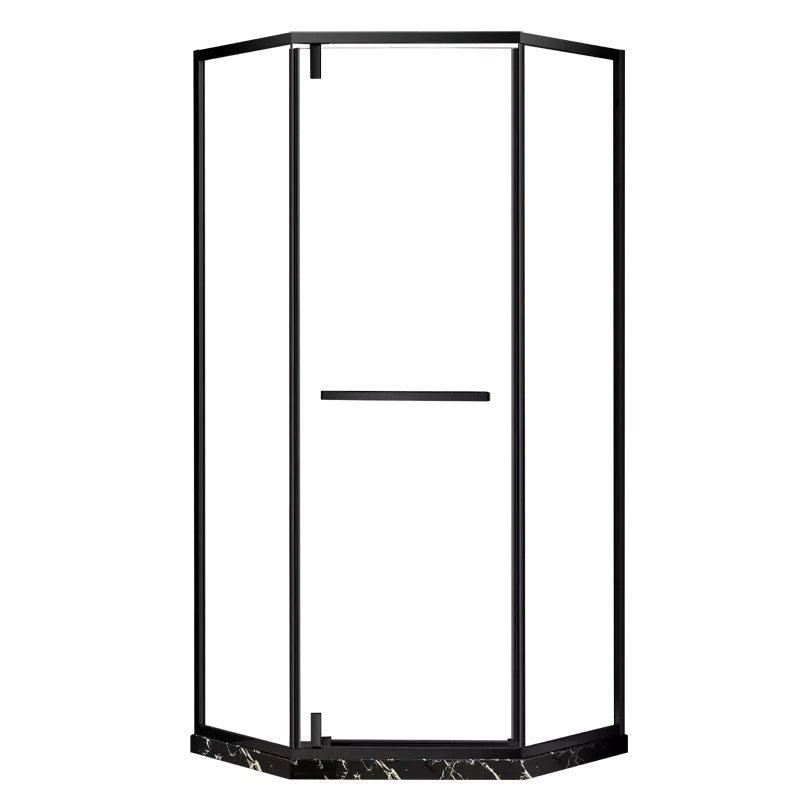 Black Framed Customized Stainless Steel Shower Door With Pivot Hinges S5027