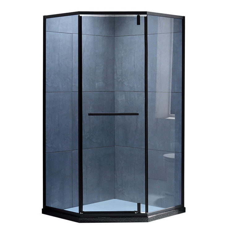 Black Framed Customized Stainless Steel Shower Door With Pivot Hinges S5027