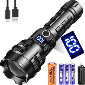 2023 15000 lumens 5000mah zoomable aluminum alloy body rechargeable usb 26650 battery xhp70 led tactical torch flashlights