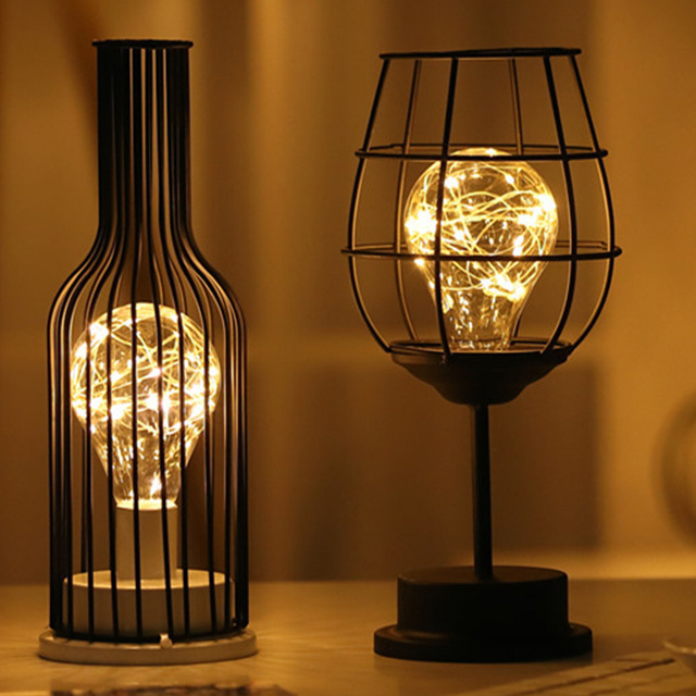 Cross-Border Explosive Nordic Lamp Iron Decorative Lamp Red Wine Glass Copper Wire Lamp Led Decorative Nightlight