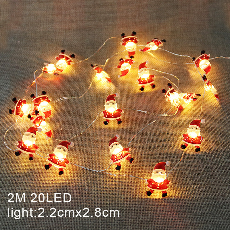 2M 20LED Santa Claus Snowflake LED Light String Christmas Decoration For Home Xmas Tree Ornament Navidad Kids Gift New Year