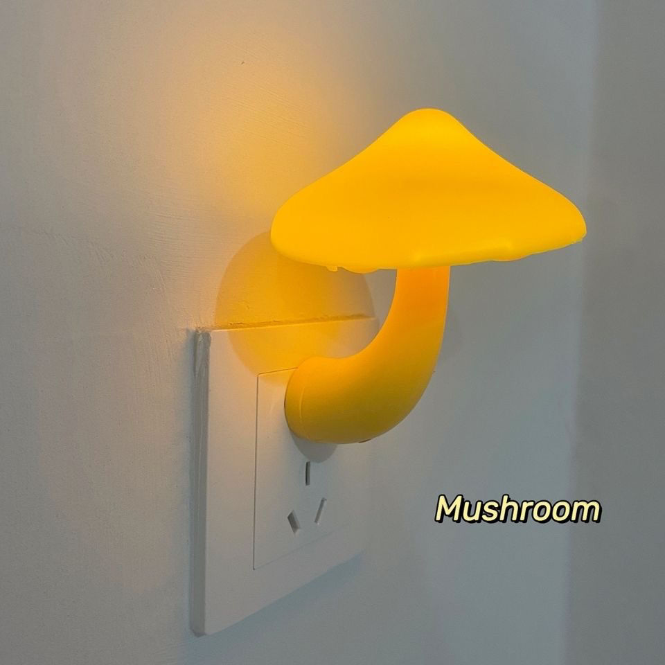 Cute Led Mushroom Night Light Plug In Luminous Wall Lamp Light Controlled Sensor Bedroom Decoration Sleep Night Light