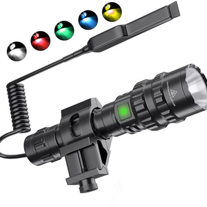 80000 lumens professional rechargeable tactical flashlight with flashlight mount and remote pressure switch included