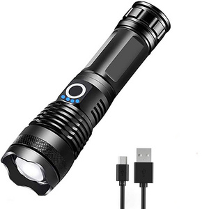 P50 Strong Light Flashlight Aluminum Alloy Telescopic Zoom USB Charging Power Display High Power Flashlight