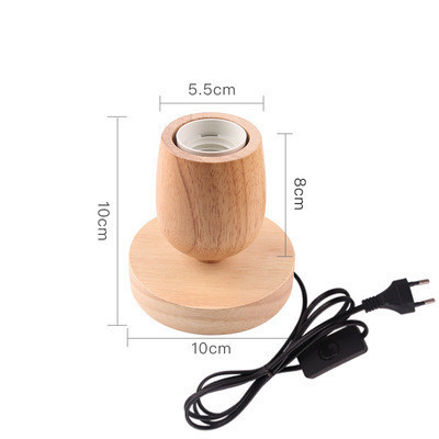 Hot 220V 110V Retro Wood Table Lamp E27 Socket Vintage Desk Lamp Base Holder EU Plug Bedside Lamp Decor Wooden Base Table Light