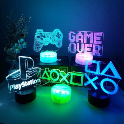 3D Night Light Lamp Gaming Room Desk Setup Decor table Game Console Icon Logo Sensor Light