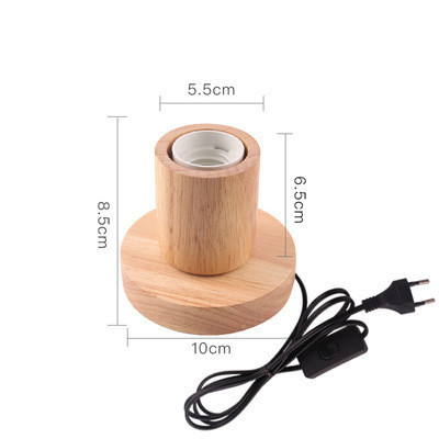 Hot 220V 110V Retro Wood Table Lamp E27 Socket Vintage Desk Lamp Base Holder EU Plug Bedside Lamp Decor Wooden Base Table Light