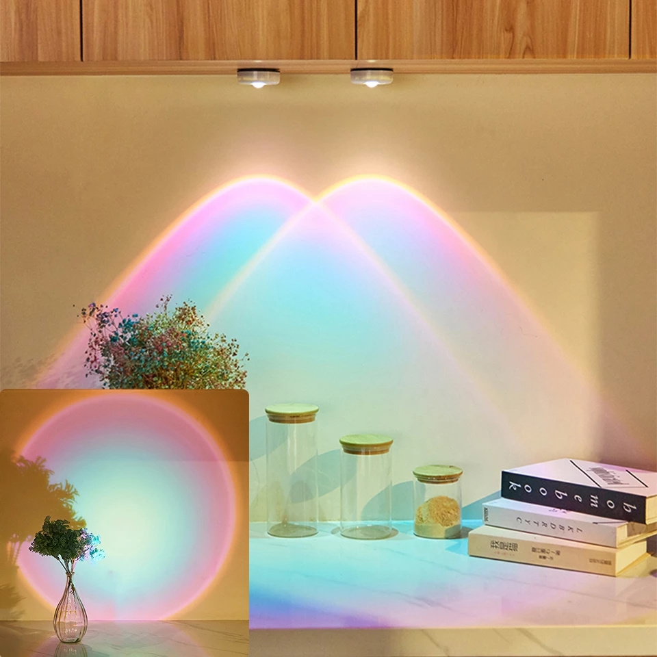 Wireless Sunset Lamp Night Light Projector Decoration Home Wall Lamp Led Lights For Room Kitchen Display Cabinet Bedroom