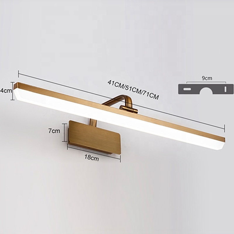 Modern hotel wall lamp indoor gold mirror light up bathroom frame light system for pictures vanity led picture light