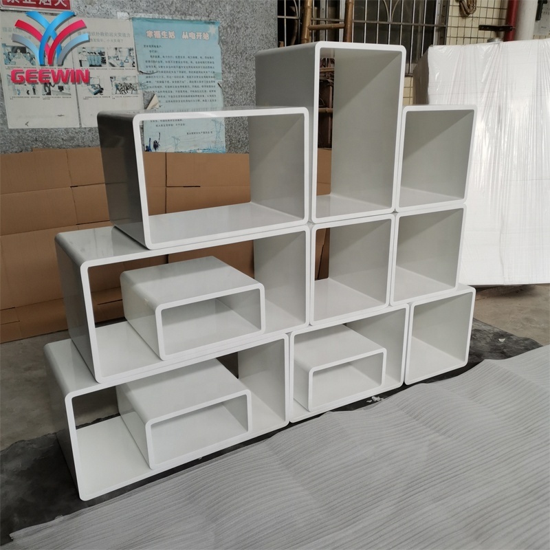 Factory Made Library Furniture Quality MDF White Painted Display Cube